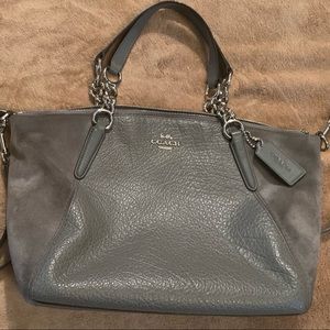Coach grey pebble leather and suede handbag